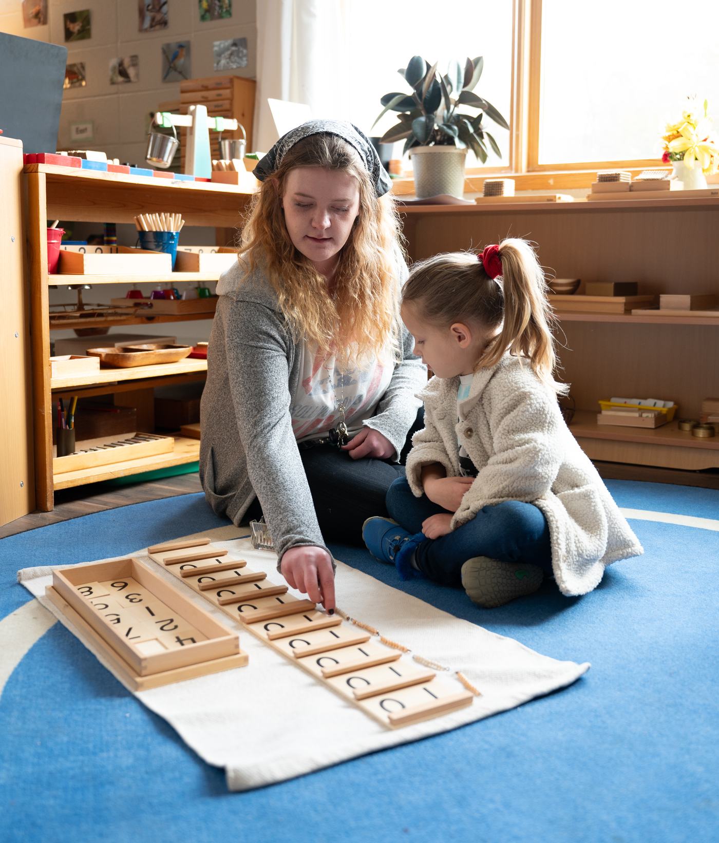 Teacher and student at Montessori School of Huntsville