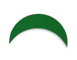 1450-prepositions image Green crescent, the Montessori grammar symbol for a preposition